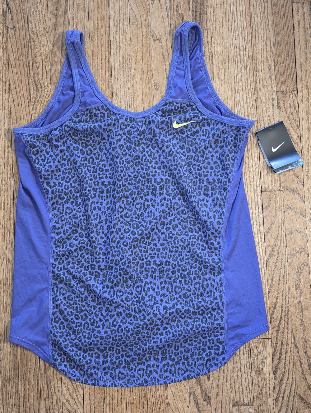 Nike Purple Leopard-Print Athletic Tank with Neon Swoosh